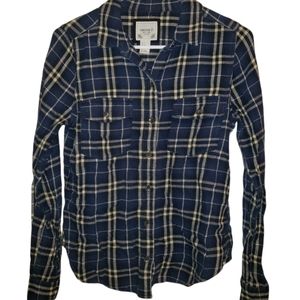 Forever 21 Fleece Flannel Blue And Beige